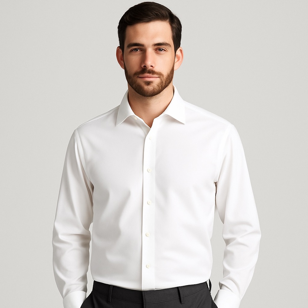 NWT Saks Fifth Avenue Men’s White Classic Fit Dress Shirt Size 17.5 36/37